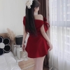 Đầm Thiết Kế Lệch Vai Thắt Nơ Sang Chảnh Dáng Ngắn Tặng Kèm Tag Siêu Xinh .A -0156. Women. Dress