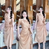 Đầm Thiết Kế Cao Cấp Chất Lụa Tơ Châu Ánh Kim Dáng Dài Dự Tiệc Sang Chảnh - Dress Women A-0136
