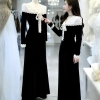 Váy Thun Thiết Kế Dáng Dài Phối Ren Mềm Cao Cấp Thắt Nơ Xinh Xắn Sang Trọng Thanh Lịch cho Phong Cách Thời Trang