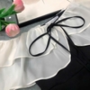Đầm Lụa Đen Thiết Kế Trễ Vai Phối Voan Sang Trọng. A-0127. Nữ. Women. Dress. Voi Nhung
