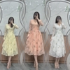 Đầm Voan Hoa Ánh Kim Cao Cấp Tay Dài, Thanh Lịch.  A-0116. Women Dress