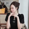 Đầm Xòe Nhẹ Tay Phồng Kèm Phụ Kiện Nơ Đính Đá, Thanh Lịch, Nữ Tính. A- 0147, Dress