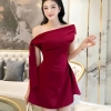 Đầm Thiết Kế Lệch Vai Thắt Nơ Sang Chảnh Dáng Ngắn Tặng Kèm Tag Siêu Xinh .A -0156. Women. Dress