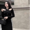 Đầm Body Đắp Chéo Tay Dài Kem Thun Sang Trọng Cho Nữ - Thiết Kế Độc Đáo