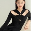 Đầm Body Đắp Chéo Tay Dài Kem Thun Sang Trọng Cho Nữ - Thiết Kế Độc Đáo