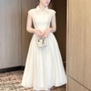 Đầm Voan Ánh Kim Dập Nổi Cao Cấp Hai Lớp Tùng Xòe Thanh Lịch. Nữ. Women. Dress