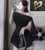 Đầm Thiết Kế Lệch Vai Thắt Nơ Sang Chảnh Dáng Ngắn Tặng Kèm Tag Siêu Xinh .A -0156. Women. Dress