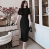 Đầm thiết kế dự tiệc dáng dài đính nơ xinh  ( Tặng kèm hoa). Dress. Women