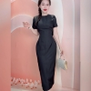 Đầm thiết kế dự tiệc dáng dài đính nơ xinh  ( Tặng kèm hoa). Dress. Women
