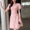 Đầm Ngắn Voan Tơ Lưới Hồng Sang Trọng ( Tặng Kèm Tag). A-0153. Dress. Women