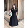 Đầm Lụa Nhật Chéo Ngực Đính Đá, Tùng Xòe Thanh Lịch. A-0114. Nữ. Women. Dress