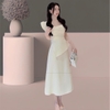 Set Áo Tay Phồng Xếp Ly Ngực Phối Chân Váy A Thanh Lịch. Nữ Women. A-031. Đen