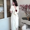 Đầm thiết kế dự tiệc dáng dài đính nơ xinh  ( Tặng kèm hoa). Dress. Women