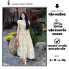 Đầm Voan Tơ Hoa Vàng Dáng Dài Tay Phồng Nhẹ Nhàng Cho Nữ. Women Dress