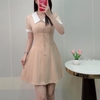 Đầm Thiết Kế Cổ Phối Tùng Xếp Ly Đính Nút Sang Trọng.A-0121. Women. Dress. Nhung Voi