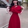 -Set Đầm Thiết Kế Đỏ ( Kèm Tag) ,Sang Trọng ,Thanh Lịch .A-0151, Nữ Dress