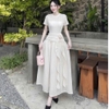 -Đầm Ren Trắng Dáng Dài  Hoa Eo Kiêu Sa .A-0147 .Women. Dress