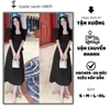 Set Áo Tay Phồng Xếp Ly Ngực Phối Chân Váy A Thanh Lịch. Nữ Women. A-031. Đen
