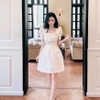 Đầm Dáng A Gân Xước Đính Nơ Ngọc Trai - A-0130- Dress