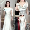 Đầm Lụa Lệch Vai Cột Nơ Sang Trọng ANNIE- A-0143 - Màu đen ( Tặng kèm ghim cài )