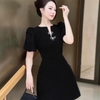 Đầm Xòe Nhẹ Tay Phồng Kèm Phụ Kiện Nơ Đính Đá, Thanh Lịch, Nữ Tính. A- 0147, Dress