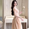 Đầm Voan Tơ Gân Mềm Cao Cấp Thiết Kế Dáng Dài Nhúng Xòe Nhẹ - A-0134, Dress