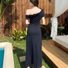 - Đầm thun dáng dài ( 127cm) tặng cài nơ lệch vai bèo thắt nơ eo vải thun tăm lạnh dày dặn cao cấp