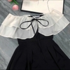 Đầm Lụa Đen Thiết Kế Trễ Vai Phối Voan Sang Trọng. A-0127. Nữ. Women. Dress. Voi Nhung