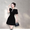 Đầm Xòe Nhẹ Tay Phồng Kèm Phụ Kiện Nơ Đính Đá, Thanh Lịch, Nữ Tính. A- 0147, Dress