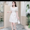 Đầm Dáng A Gân Xước Đính Nơ Ngọc Trai - A-0130- Dress