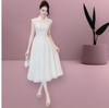 Đầm Voan Ánh Kim Dập Nổi Cao Cấp Hai Lớp Tùng Xòe Thanh Lịch. Nữ. Women. Dress