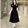 Đầm Lụa Nhật Chéo Ngực Đính Đá, Tùng Xòe Thanh Lịch. A-0114. Nữ. Women. Dress