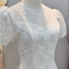 Đầm ren xoè dáng ngắn cổ tròn A-0159 nhũ ánh kim cao cấp - Ren trắng ( Tặng kèm tag cài)