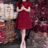 Đầm Ngắn Voan Tơ Lưới Đỏ Sang Trọng (Kèm Tag), A-0152 Dress Women Voi Kem