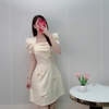 Đầm Dáng A Gân Xước Đính Nơ Ngọc Trai - A-0130- Dress