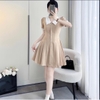 Đầm Thiết Kế Cổ Phối Tùng Xếp Ly Đính Nút Sang Trọng.A-0121. Women. Dress. Nhung Voi