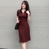 Đầm Thun Dập Nổi Cao Cấp Cổ Sơ Mi Freesize Ôm Gọn Thanh Lịch Cho Nữ – A-089 Women Voi Dress