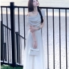 Đầm Lụa Trễ Vai Rút Dây Phom Dáng Dài Thanh Lịch Nữ Tính Lụa Tô Châu Mịn Mát Dày Dặn cho Phong Cách Sang Trọng