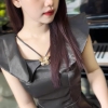 -Đầm Voan Tơ Nhũ Dáng Ngắn Chéo Dây ( Kèm Tag ) .A-0149 Nữ .Dress . Women