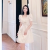 Đầm Dáng A Gân Xước Đính Nơ Ngọc Trai - A-0130- Dress