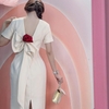 Đầm thiết kế dự tiệc dáng dài đính nơ xinh  ( Tặng kèm hoa). Dress. Women