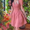 Đầm Cổ V Phối Nơ Thanh Lịch. A-0128. Women Nữ Dress
