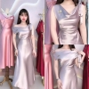 Đầm Lụa Lệch Vai Cột Nơ Sang Trọng ANNIE- A-0143 - Màu đen ( Tặng kèm ghim cài )