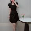 Đầm Dáng A Gân Xước Đính Nơ Ngọc Trai - A-0130- Dress