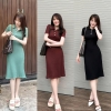 Đầm Thun Dập Nổi Cao Cấp Cổ Sơ Mi Freesize Ôm Gọn Thanh Lịch Cho Nữ – A-089 Women Voi Dress