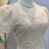 Đầm ren xoè dáng ngắn cổ tròn A-0159 nhũ ánh kim cao cấp - Ren trắng ( Tặng kèm tag cài)