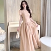 Đầm Voan Tơ Gân Mềm Cao Cấp Thiết Kế Dáng Dài Nhúng Xòe Nhẹ - A-0134, Dress