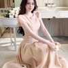 Đầm Voan Tơ Gân Mềm Cao Cấp Thiết Kế Dáng Dài Nhúng Xòe Nhẹ - A-0134, Dress
