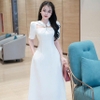 Đầm Lụa Nhật Chéo Ngực Đính Đá, Tùng Xòe Thanh Lịch. A-0114. Nữ. Women. Dress