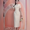 Đầm thiết kế dự tiệc dáng dài đính nơ xinh  ( Tặng kèm hoa). Dress. Women